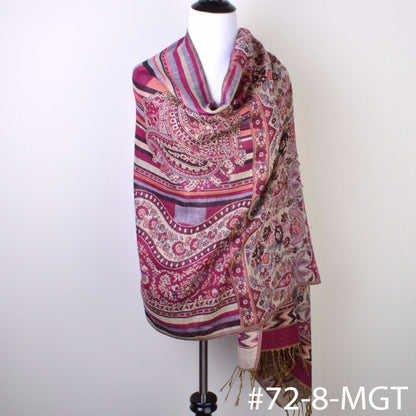New Woman’s Silk Blend Pashmina Wrap Shawl Scarf with Paisley Jacquard Scarves