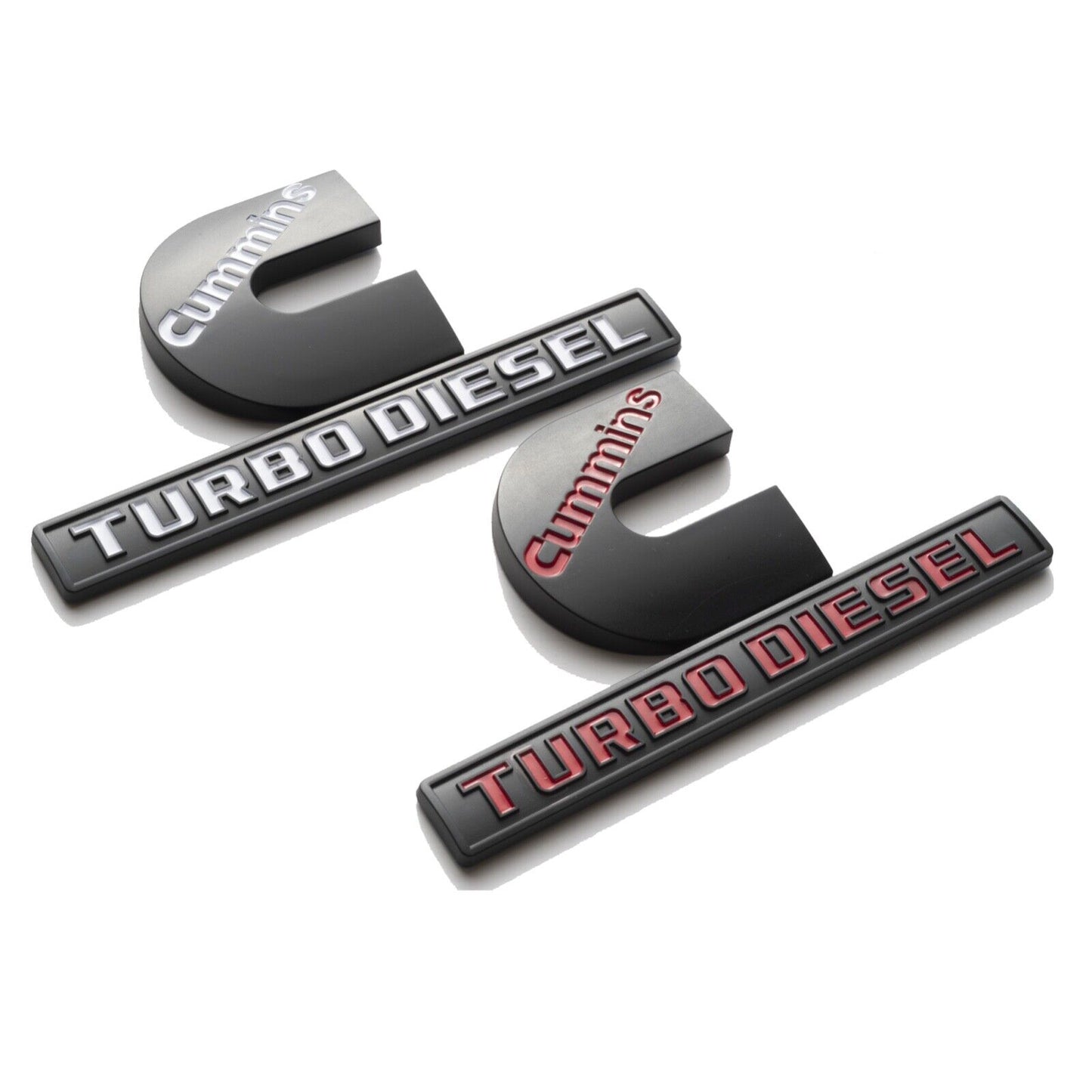 2pcs 3D Cummins Turbo Diesel Emblems Badges Compatible Ram 2500 3500 Fender Matt