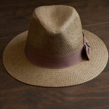 Mens Summer Wide Brim Straw Fedora Hat Indiana Jones Style Panama Hat PMS 470