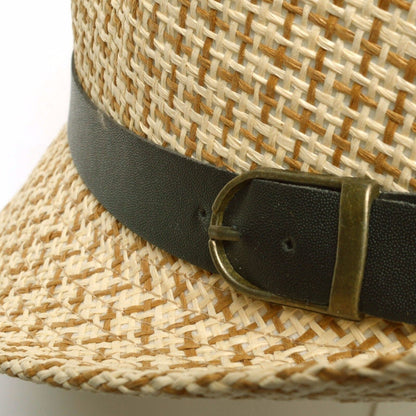 Fedora Hat Faux Leather Belt Short Brim Hat Trilby Cuban 100% paper H146-148