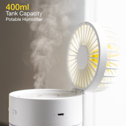 Portable Mini USB Ultrasonic Mist Humidifier With Fan 400ml LED Light Travel Car