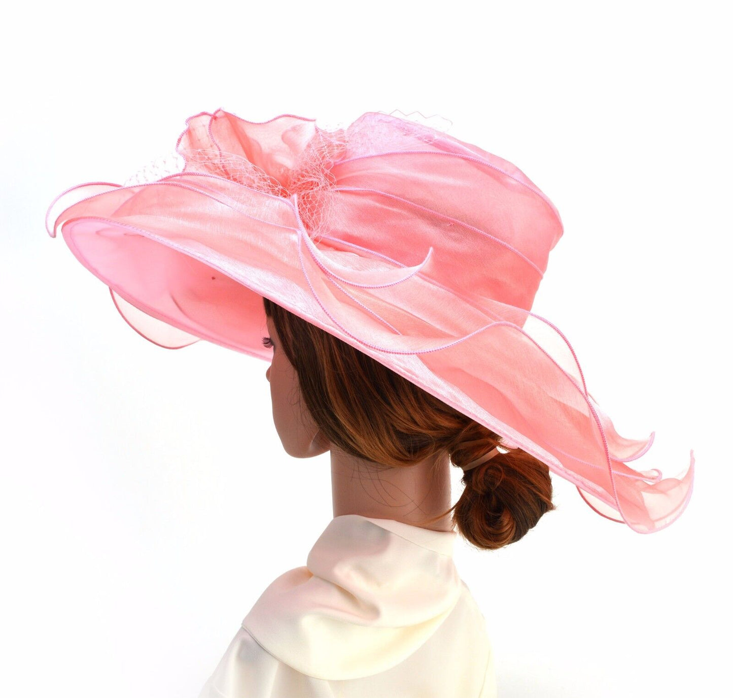 New Women Church Kentucky Derby Hat Organza Dress Hat Wide Brim - H1709/ H1324