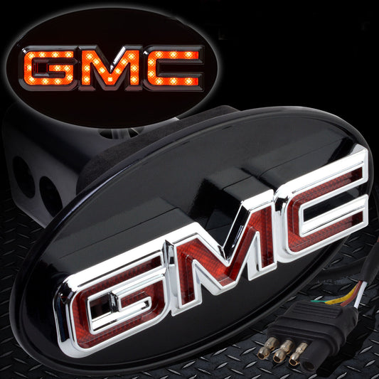 GMC Hitch Cover Licensed LED Light Trailer Towing Hitch Cover Receiver Chorm6061