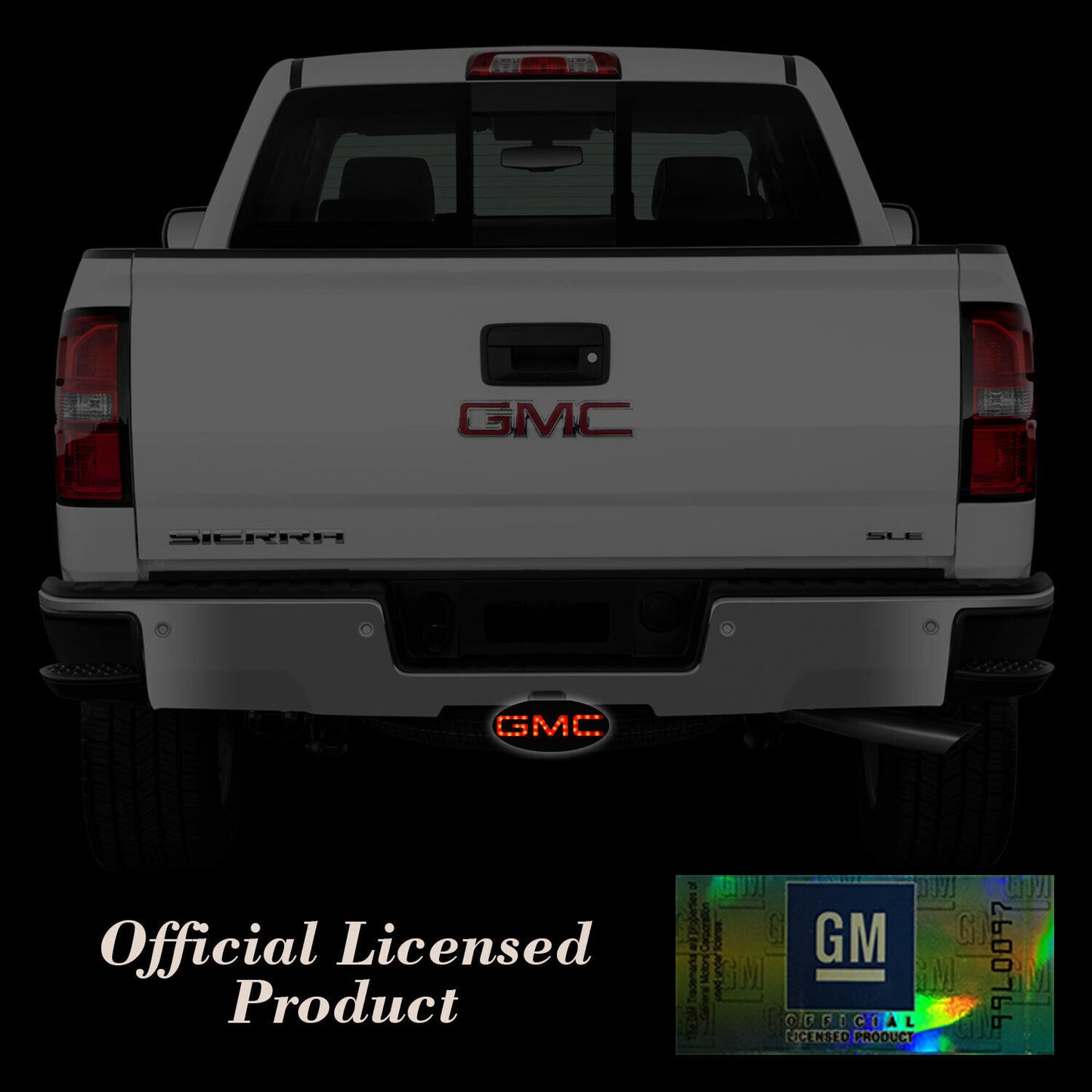 GMC Hitch Cover Licensed LED Light Trailer Towing Hitch Cover Receiver Chorm6061