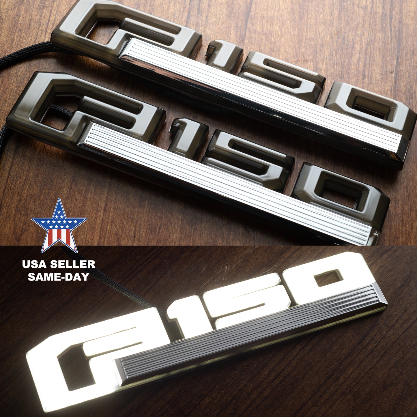 2015-2020 2pcs Ford F-150 Side Fender Emblem Illuminated 3D Badge LED Light